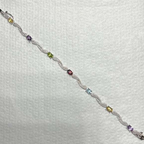 None Jewelry - Gemstones Silver Bracelet 7”. Stamped CT 925. NWT. Never Worn.